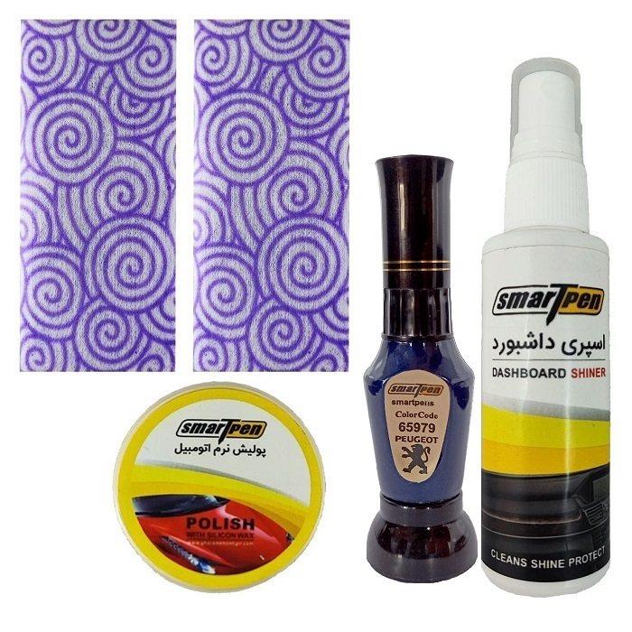 قلم خش گیر بدنه خودرو آبی کاربنی اسمارت پن مدل 65979 مجموعه 5 عددی